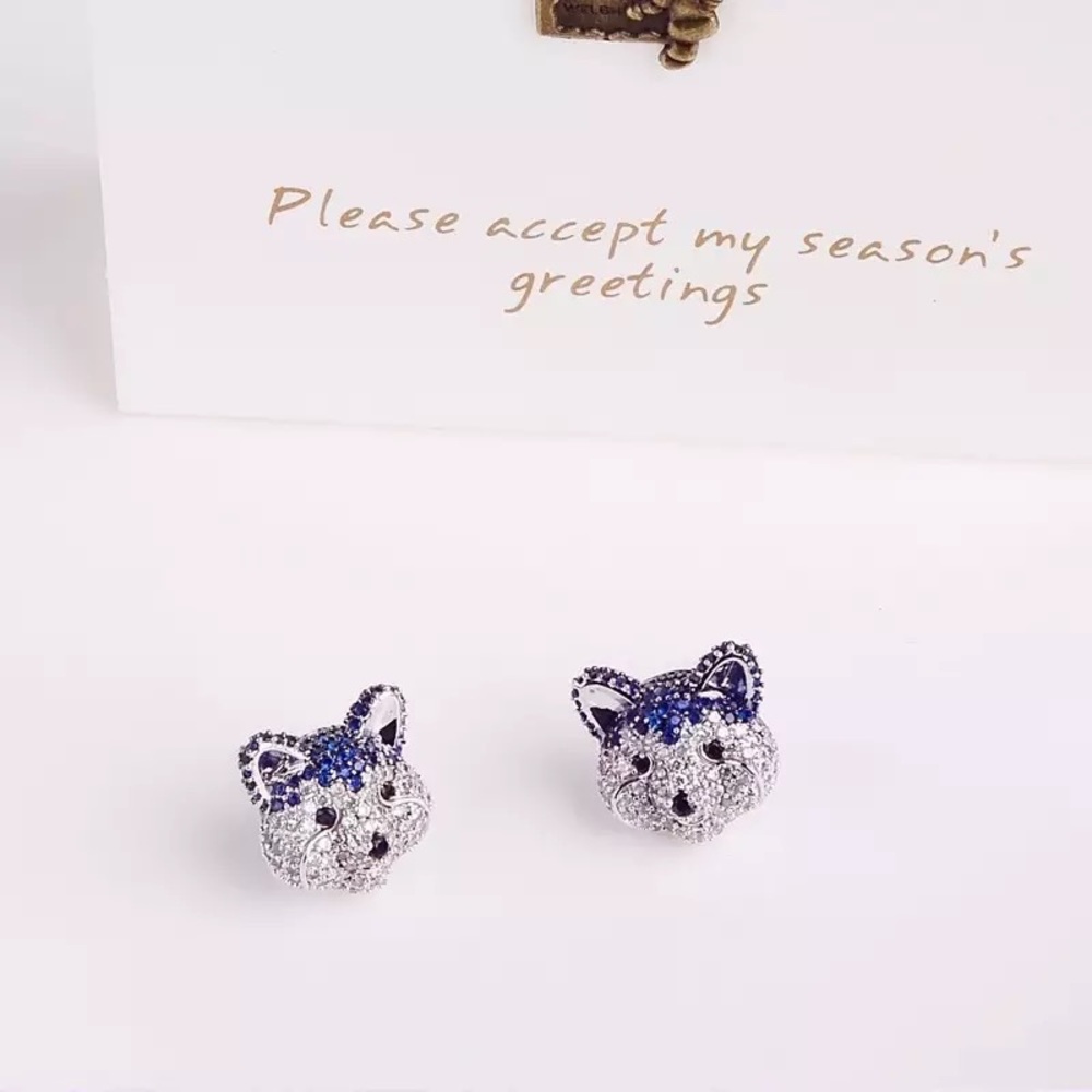 Pandora Cute Iced CZ Sparkling Diamond Cutie Dog Earrings - Picture 6 of 15